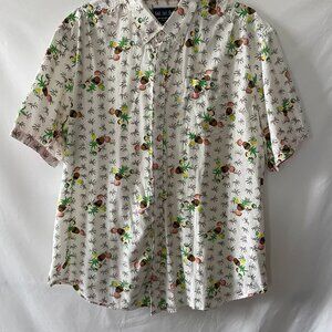 Vintage Charleston Pineapples & Strawberries Button Down Summer Shirt Size XL